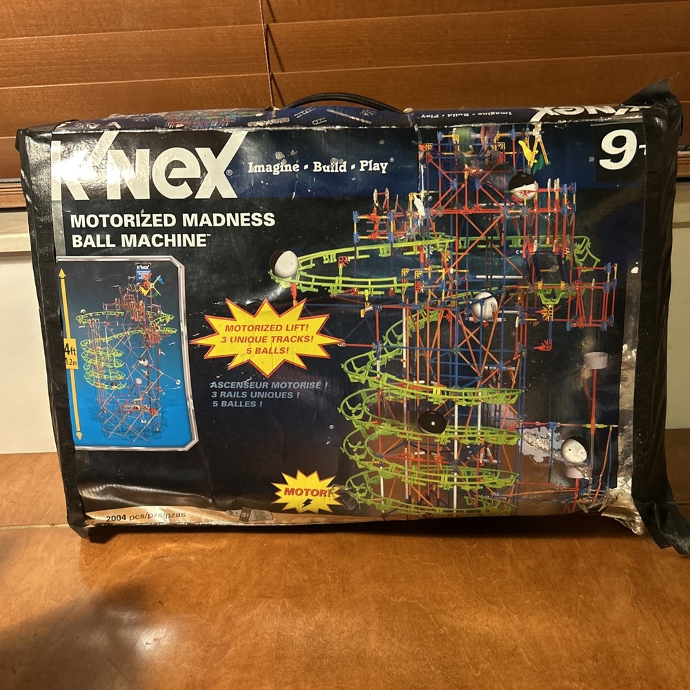 K'NEX Motorized Madness Ball Machine Open Box Mostly Complete Damaged Box
